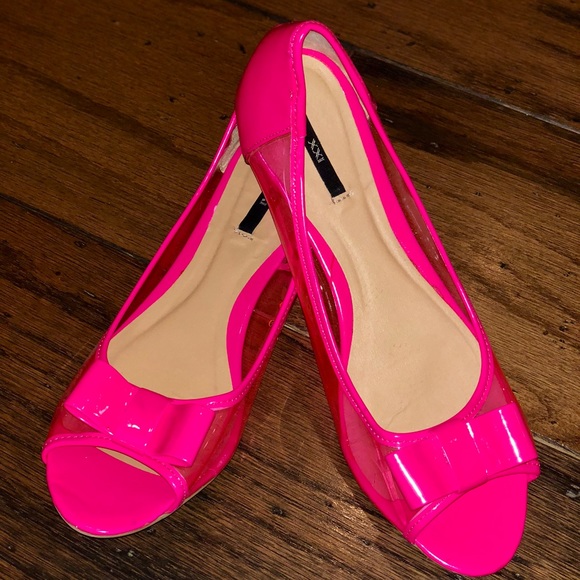 pink peep toe flats